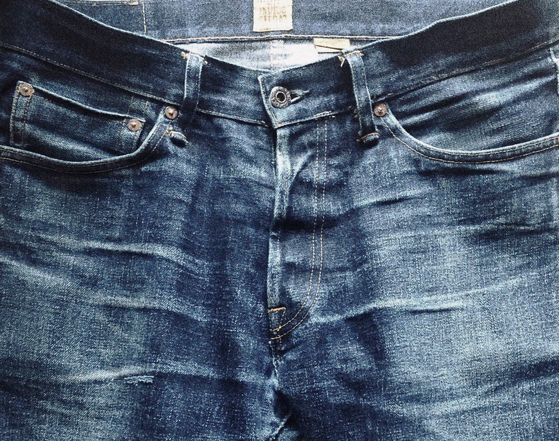 Raw denim fades like no other. Here's an example of Indigofera shrink to fit raw denim, fabric woven in Japan and jeans sown in Portugal. LOFTT store. Your plug for all things denim, second hand, vintage and more.
