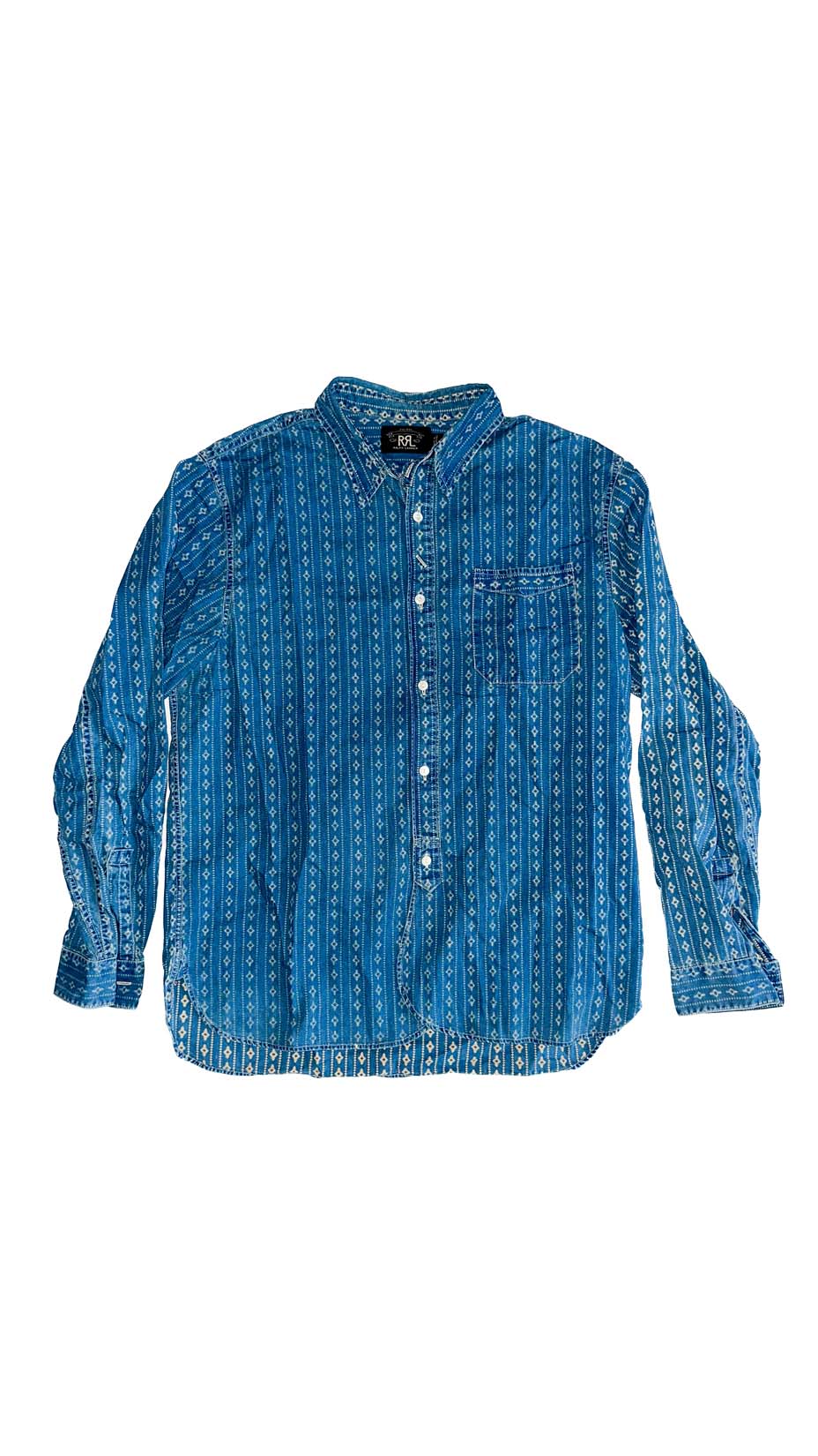 RRL Ralph Lauren — Indigo Calico Wabash Work Shirt, L