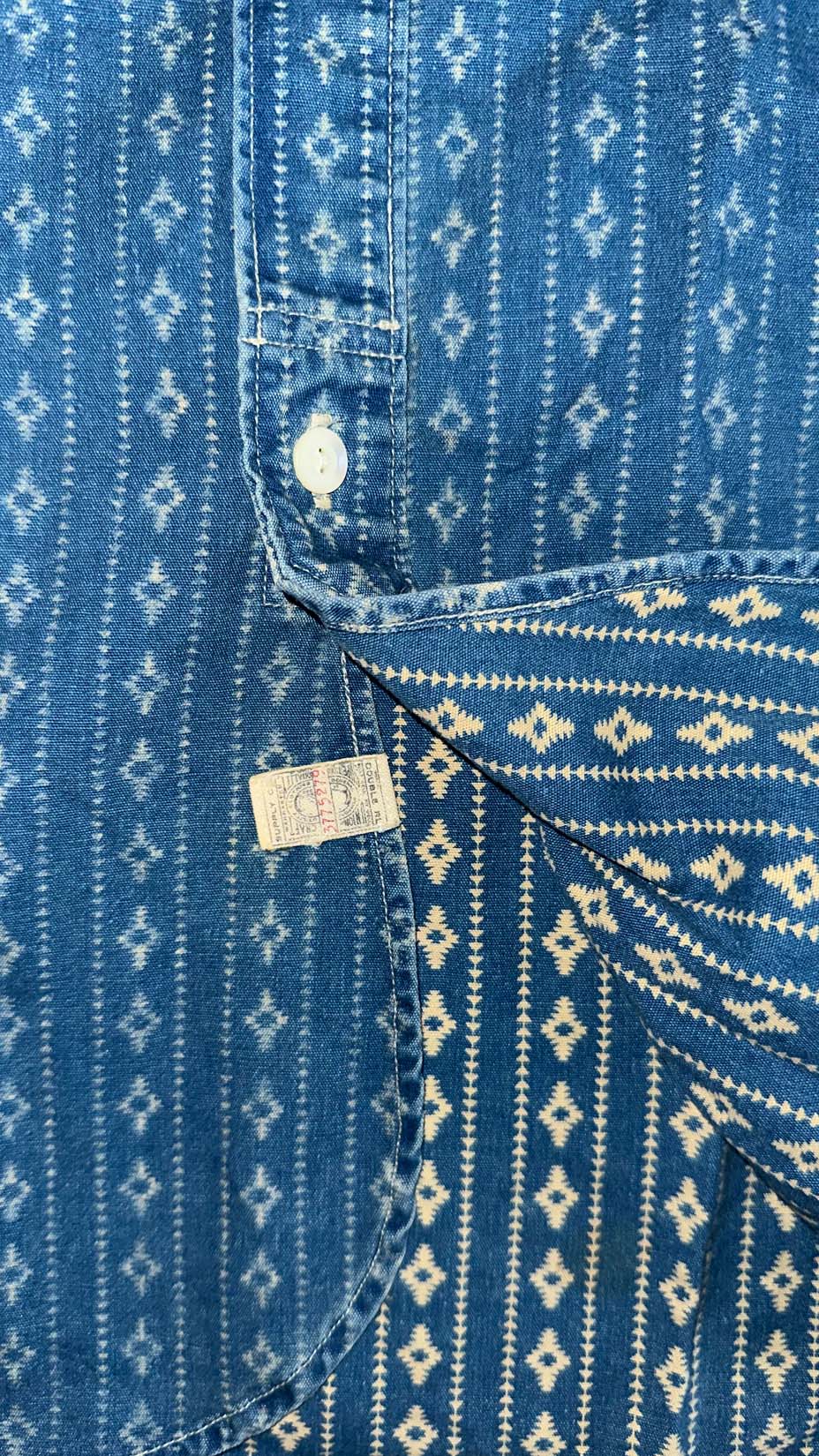 RRL Ralph Lauren — Indigo Calico Wabash Work Shirt, L