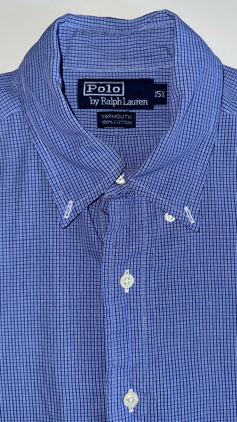 Polo Ralph Lauren 90s vintage — checkered blue shirt, 15½