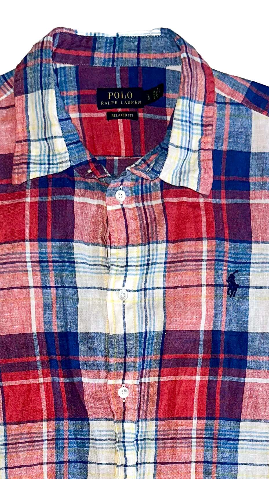 Polo Ralph Lauren — Red/White/Blue/Yellow Linen shirt, Large