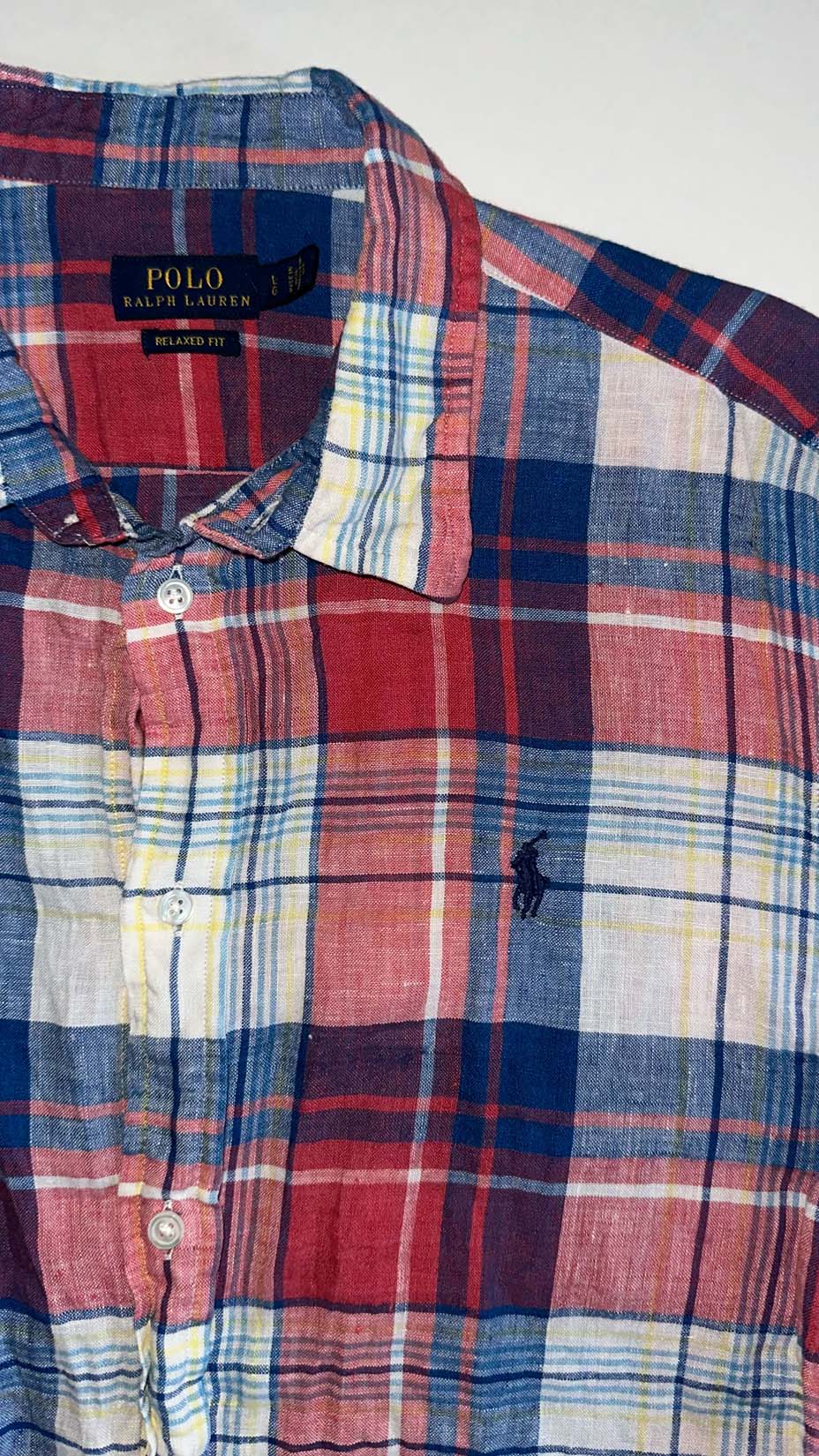 Polo Ralph Lauren — Red/White/Blue/Yellow Linen shirt, Large