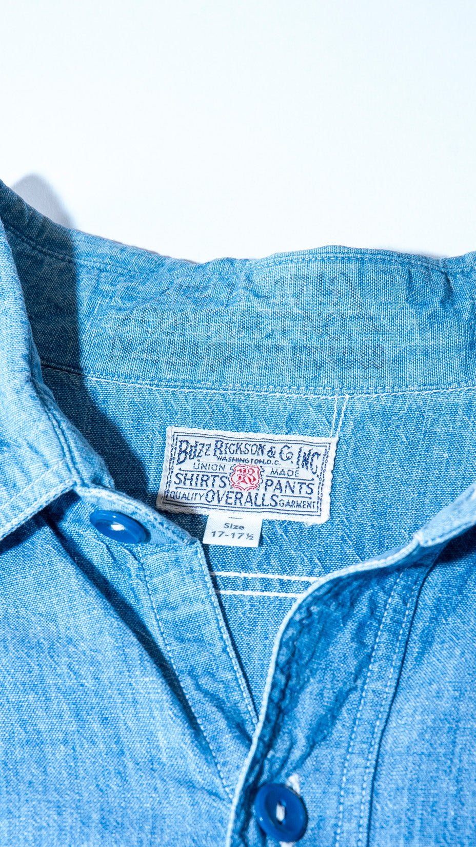 Buzz Rickson's USN Chambray Work Shirt — Blue, L