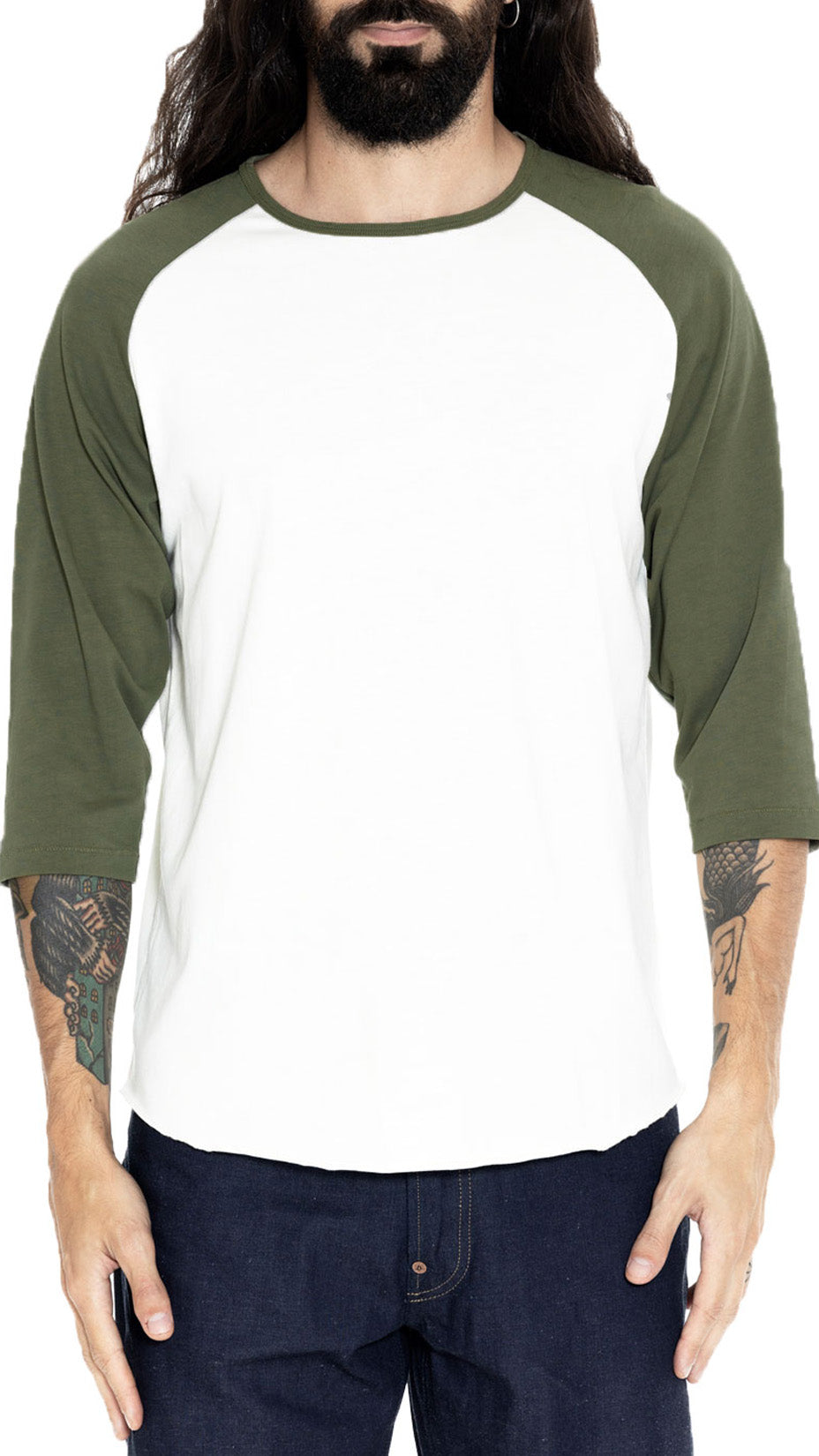 Indigofera, Leon Raglan Shirt, Cocatoo/Burnt Olive