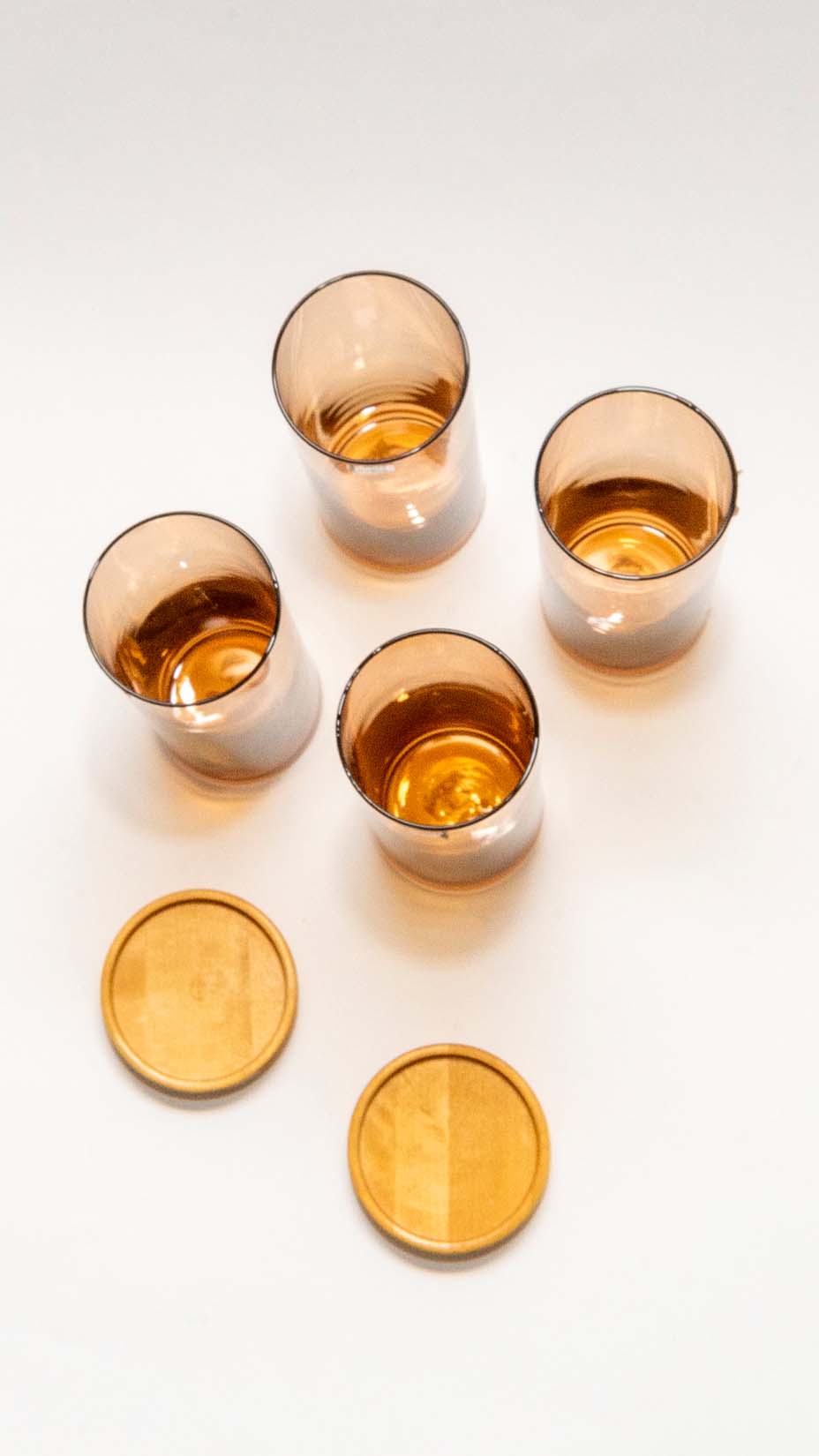 Nuutajärvi, Purtilo, Set of 4 Glass Containers/Tumblers, Brown