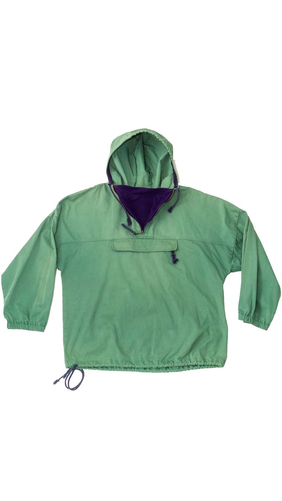 Marimekko Hooded Pullover Jacket / Anorak from early 90s, Green / Purple, size L
