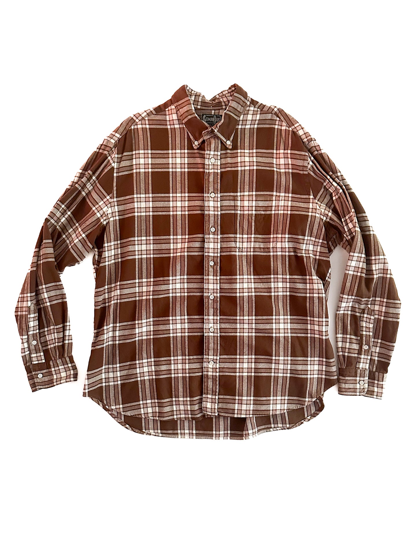 Gitman Bros, Brown Oxford Shirt, Made in USA, XXL