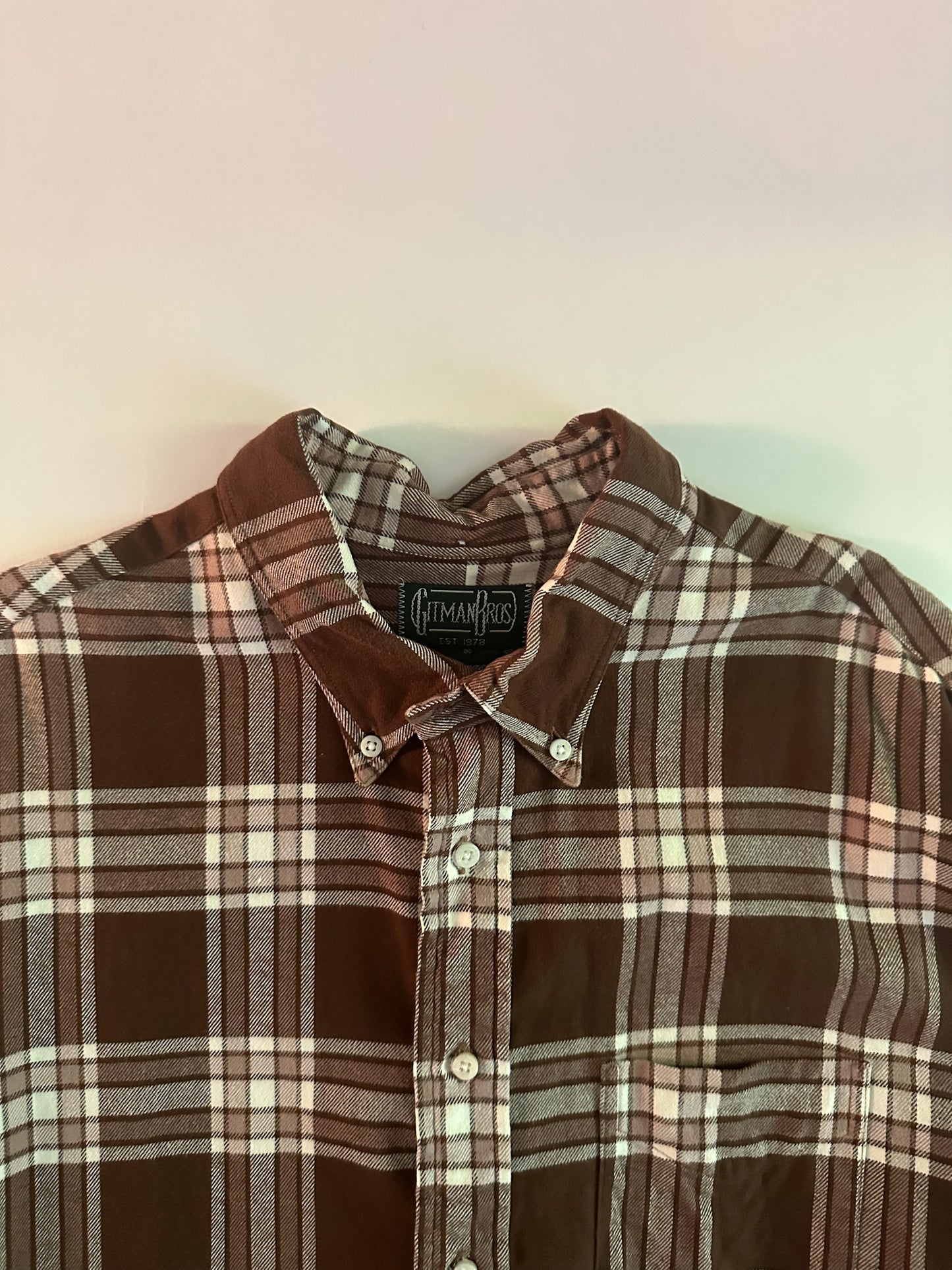 Gitman Bros, Brown Oxford Shirt, Made in USA, XXL