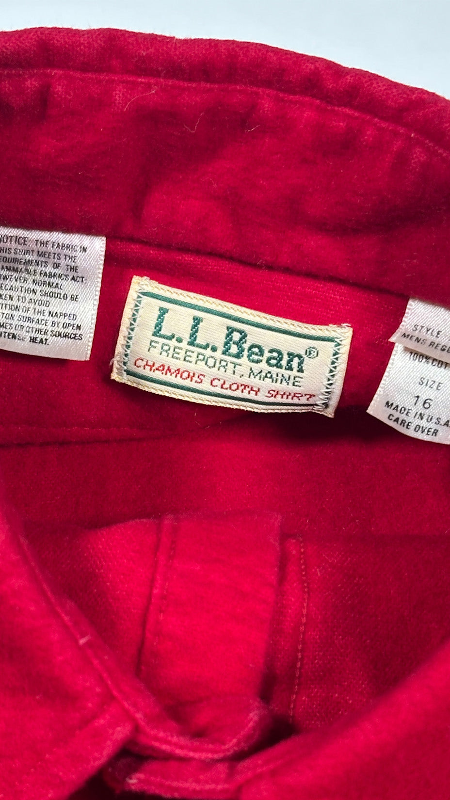 LL Bean Chamois Cloth Shirt, 16, Made in USA