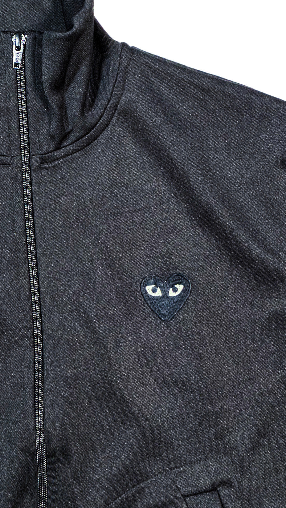 Comme des Garçons Play Track Jacket — Black / Big Heart Print, Made in Japan, S