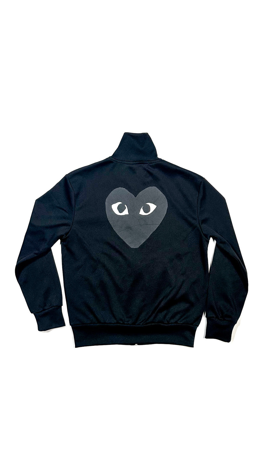 Comme des Garçons Play Track Jacket — Black / Big Heart Print, Made in Japan, S