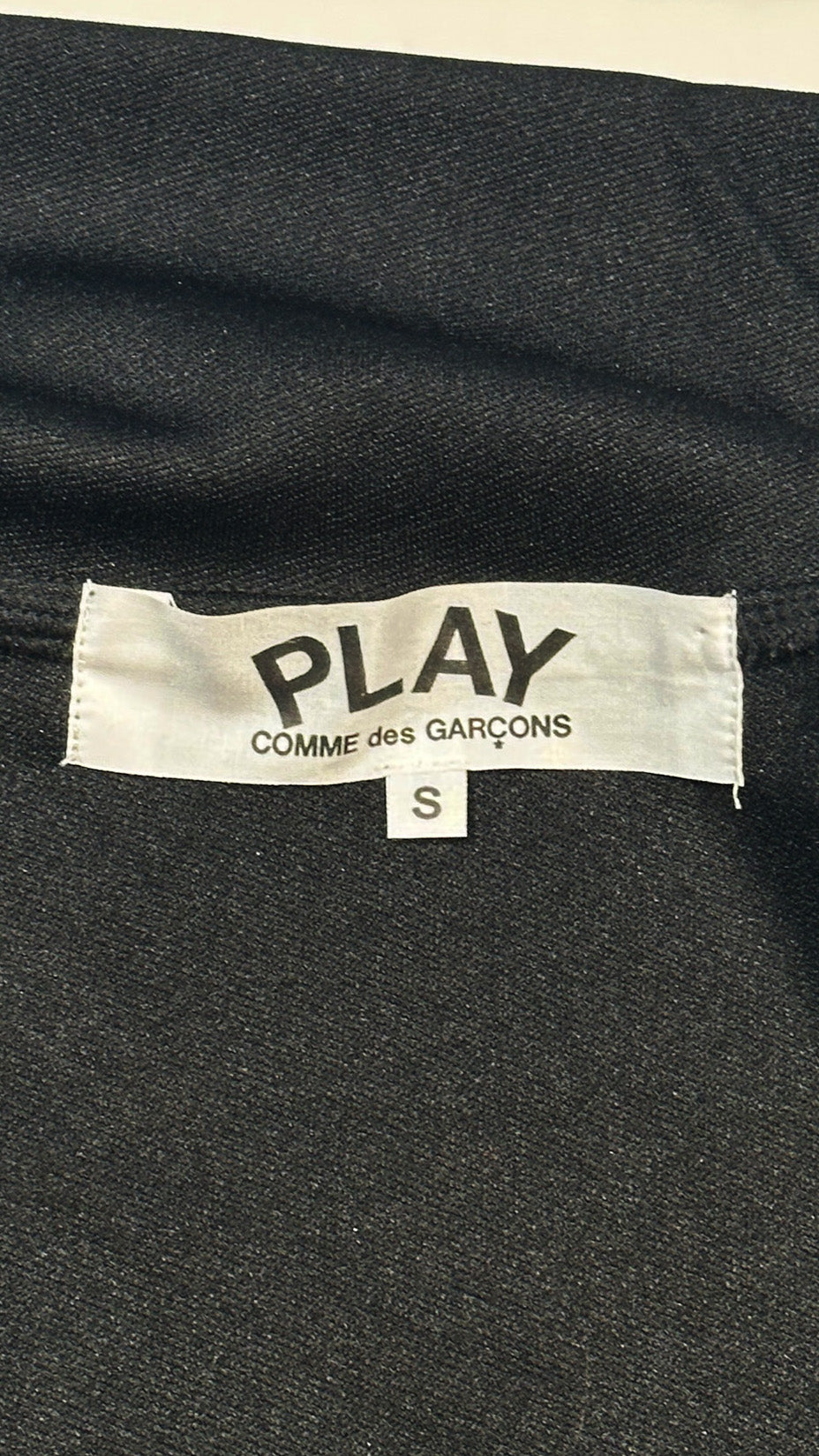 Comme des Garçons Play Track Jacket — Black / Big Heart Print, Made in Japan, S