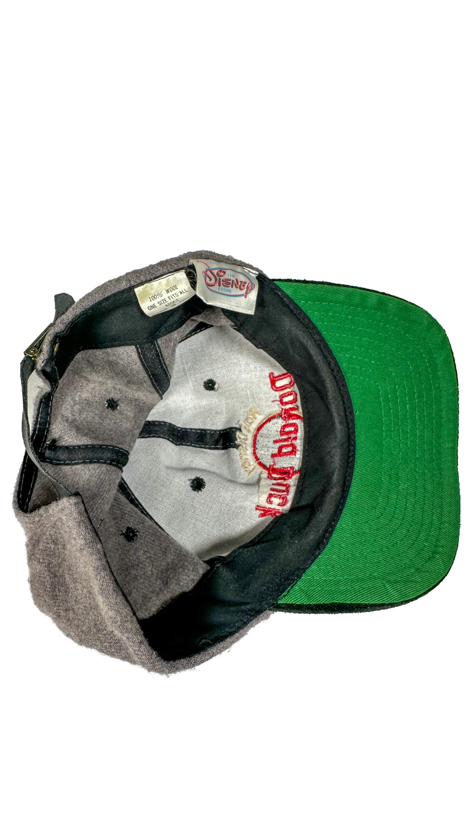 Walt Disney Donald Duck 100% Wool Cap, 90s, Grey / Black