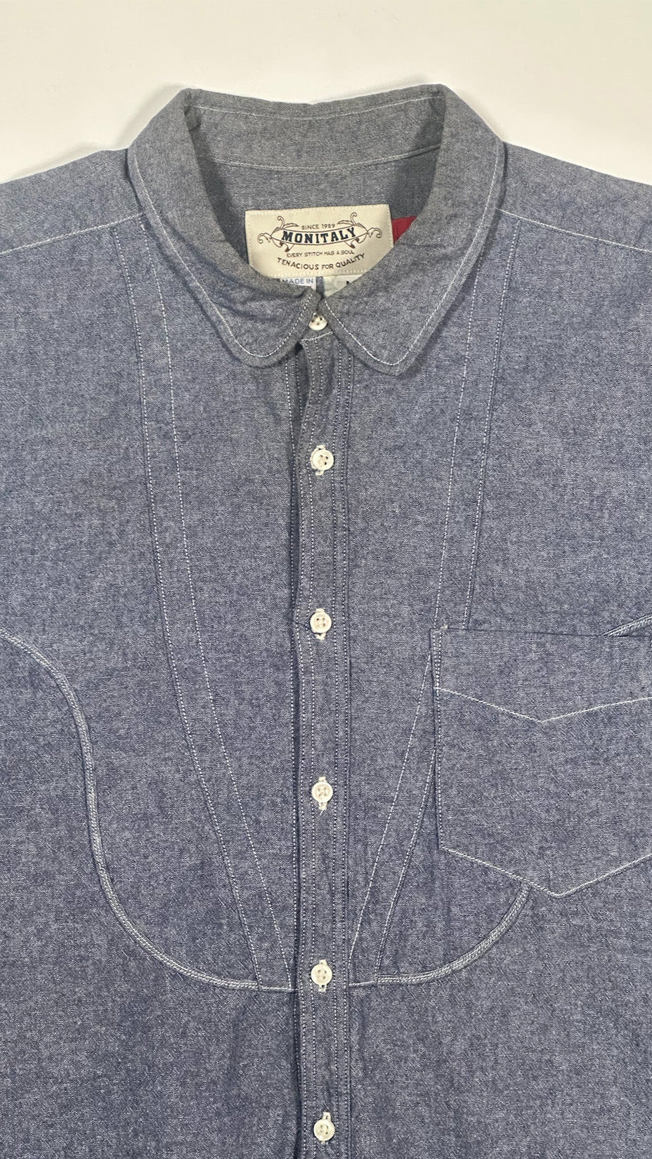 Monitaly Chambray Shirt, Made in USA, M