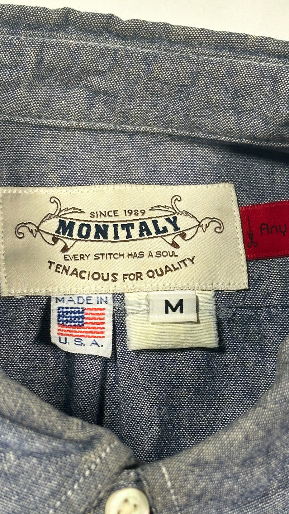 Monitaly Chambray Shirt, Made in USA, M
