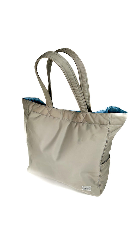 Porter Yoshida & Co. Cream Tote Bag, Nylon, Grey / Light Blue, Made in Japan
