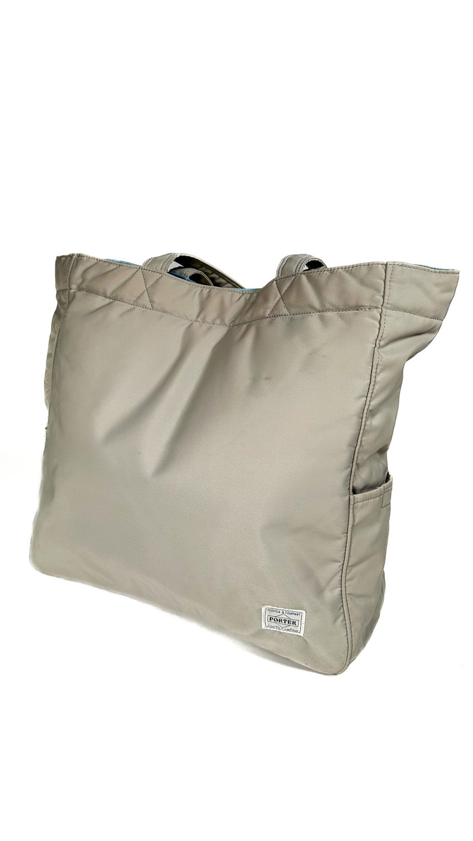 Porter Yoshida & Co. Cream Tote Bag, Nylon, Grey / Light Blue, Made in Japan