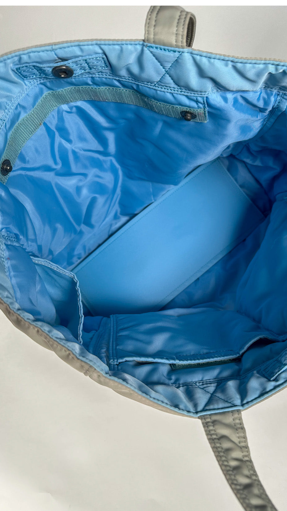 Porter Yoshida & Co. Cream Tote Bag, Nylon, Grey / Light Blue, Made in Japan