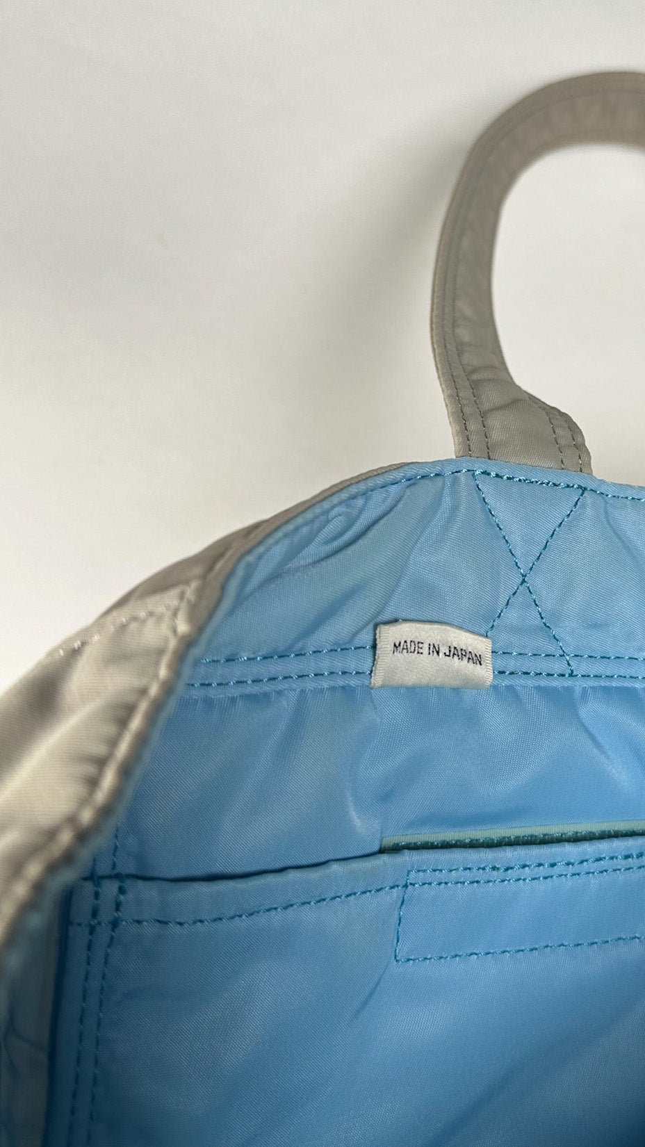 Porter Yoshida & Co. Cream Tote Bag, Nylon, Grey / Light Blue, Made in Japan