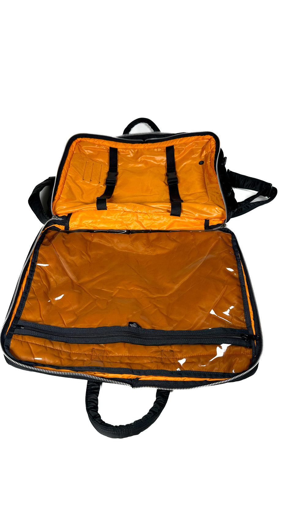 Porter Yoshida & Co. 2-Way Boston Bag Tanker Briefcase, Black / Orange Made in Japan