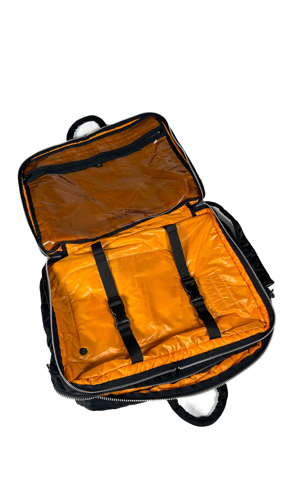 Porter Yoshida & Co. 2-Way Boston Bag Tanker Briefcase, Black / Orange Made in Japan