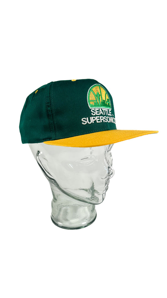 Seattle Supersonics Deadstock Snapback, 90s, Green / Yellow