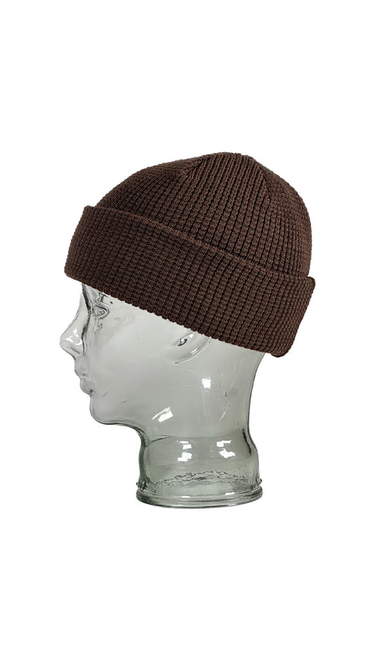Yokoi Knitted Hat / Beanie, Merino Wool, Made in Japan, Dark Brown