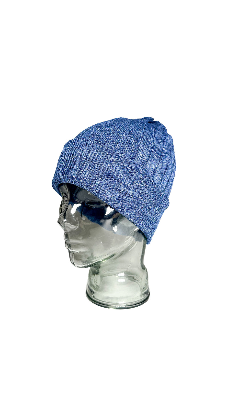 Yokoi Knitted Hat / Beanie, Cotton & Linen Blend, Made in Japan, Blue