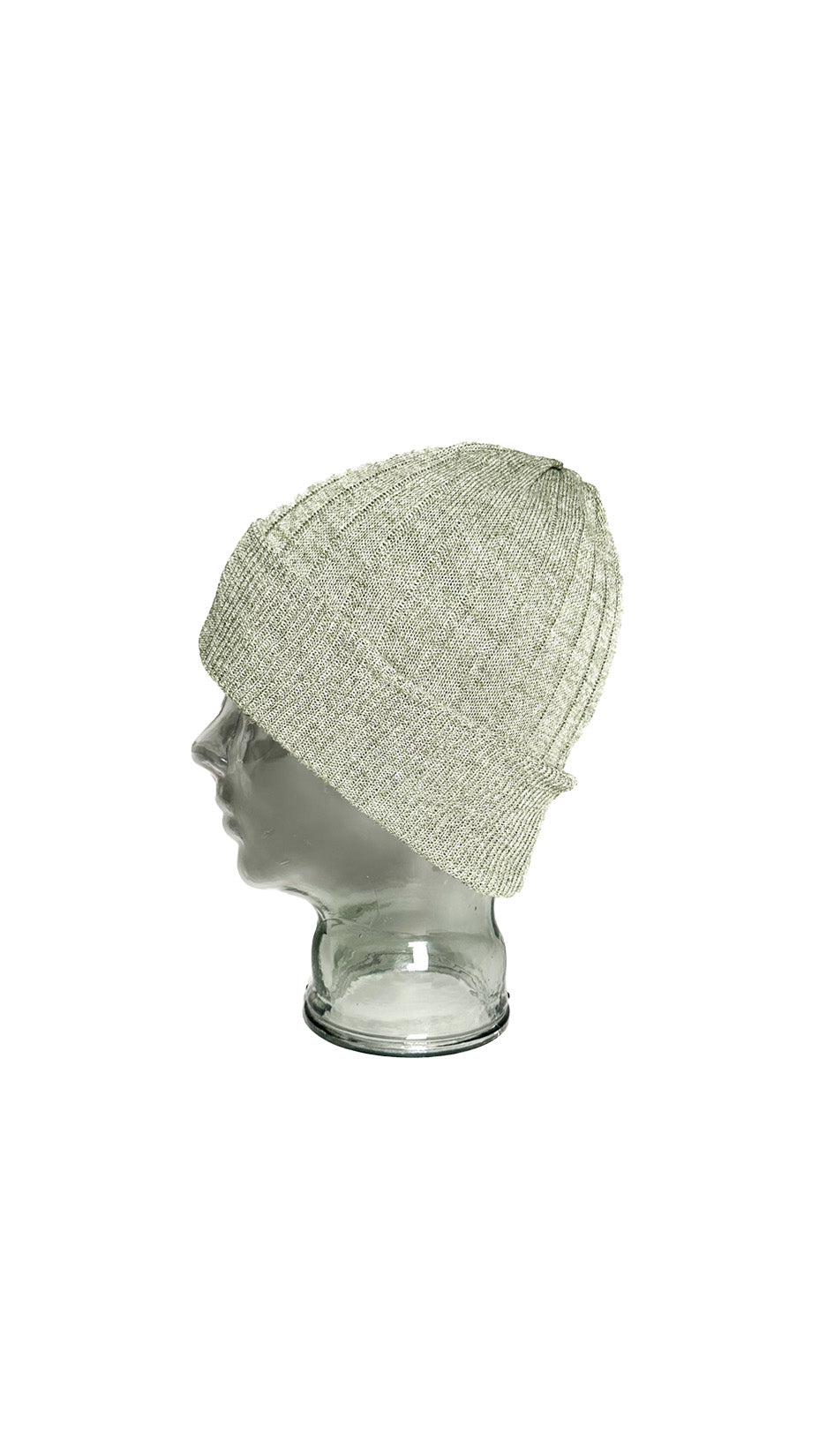 Yokoi Knitted Hat / Beanie, Cotton & Linen Blend, Made in Japan, Light Green