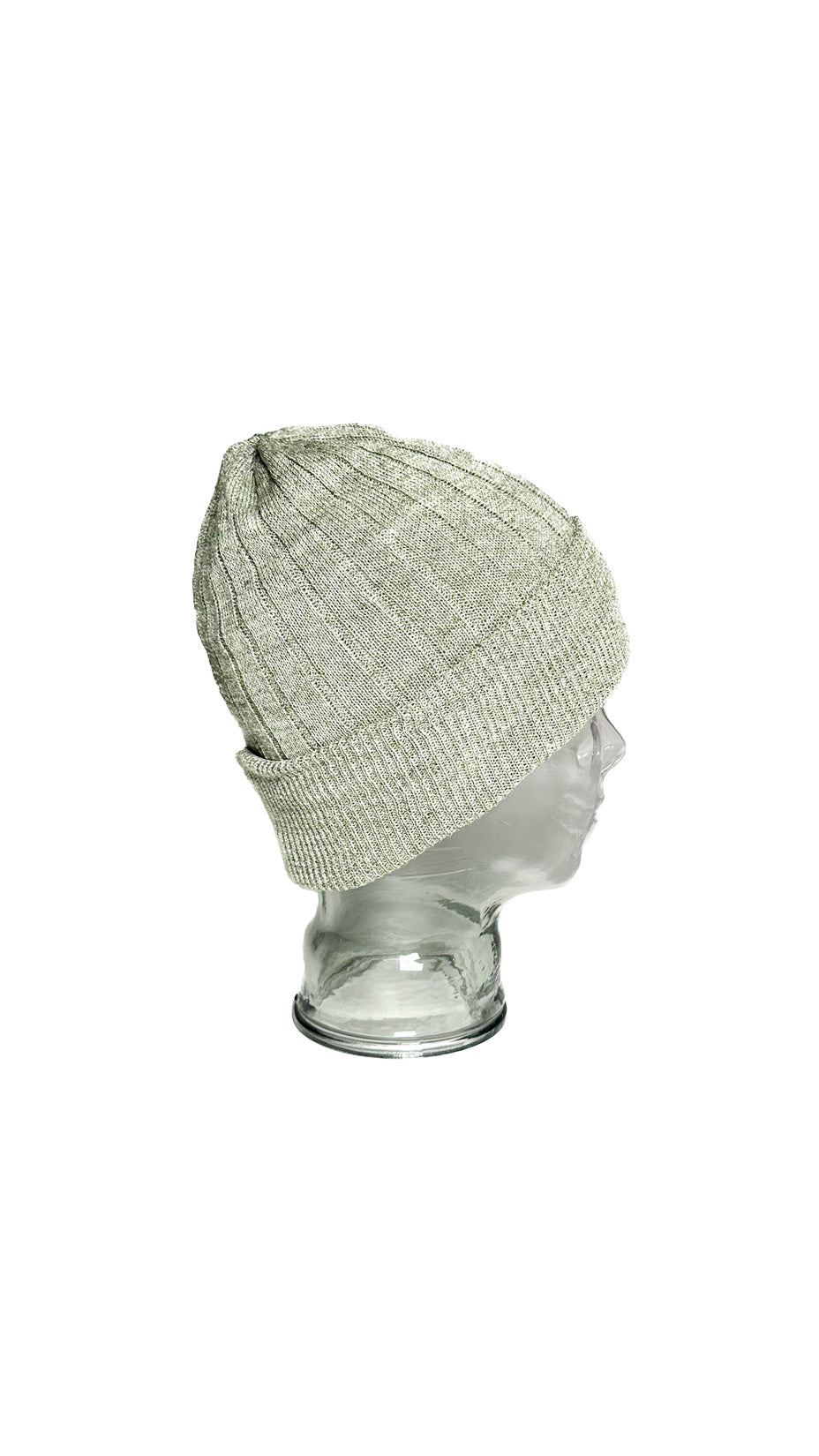 Yokoi Knitted Hat / Beanie, Cotton & Linen Blend, Made in Japan, Light Green