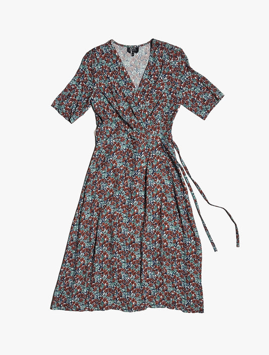 A.P.C Floral Wrap Midi Dress, size 36